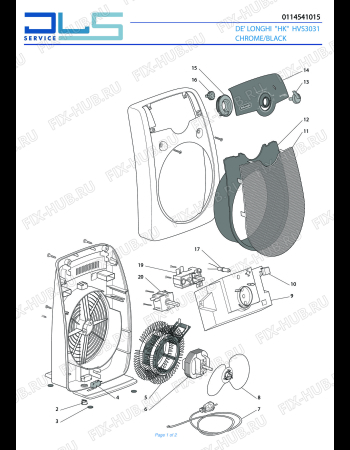 Схема №1 Steel Elite  HVS3031 CHROME/BLACK с изображением Кабель для обогревателя (вентилятора) DELONGHI 5011410881