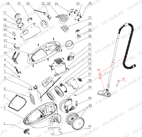 Схема №1 VCM1621R (334985, CM881) с изображением Щетка (насадка) для электропылесоса Gorenje 348707