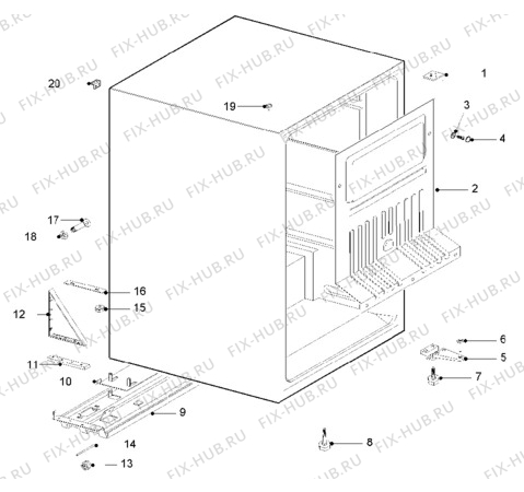 Взрыв-схема холодильника Zanussi ZFC36FF - Схема узла Cabinet + armatures