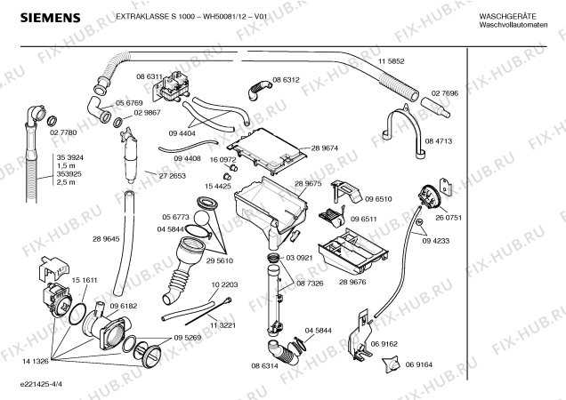 Схема №3 WH50081 EXTRAKLASSE S1000 с изображением Инструкция по эксплуатации для стиральной машины Siemens 00523303