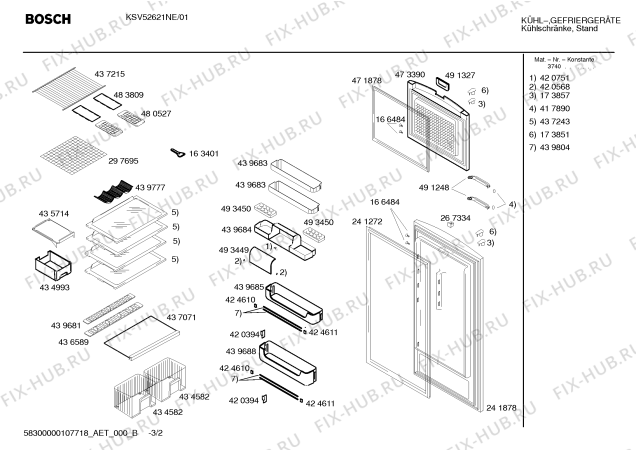Взрыв-схема холодильника Bosch KSV52621NE - Схема узла 02