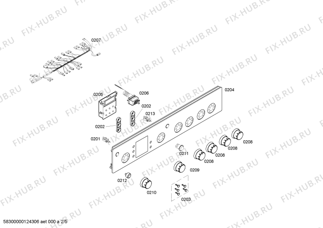 Взрыв-схема плиты (духовки) Bosch HSG343050R - Схема узла 02