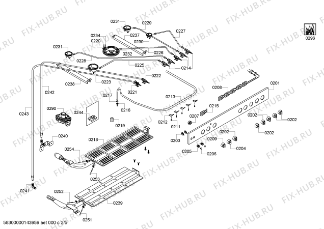 Схема №2 HSG723054M Bosch с изображением Панель управления для духового шкафа Bosch 00248908