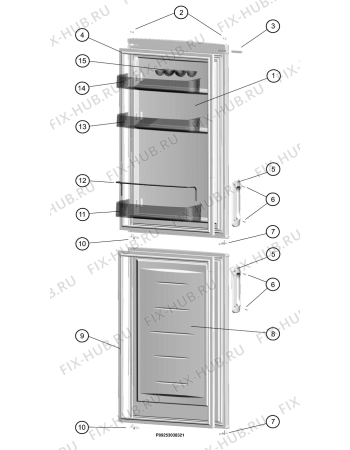 Взрыв-схема холодильника Electrolux ERB22010W - Схема узла Door 003