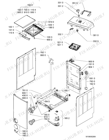 Схема №2 AWE 5200 с изображением Обшивка для стиралки Whirlpool 481010565018