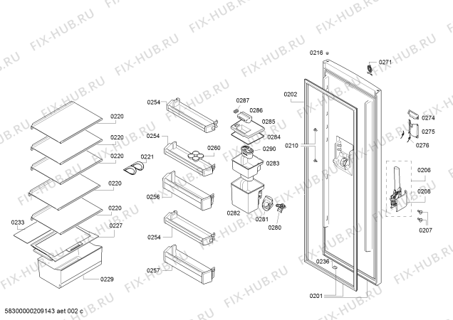 Схема №3 3FCE643DE, Balay с изображением Дверь для холодильника Bosch 00717914