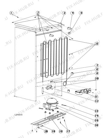 Взрыв-схема холодильника Indesit SFR167 (F050044) - Схема узла