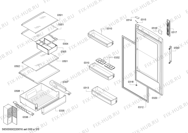 Схема №4 KGN39VC14R с изображением Дверь для холодильника Bosch 00714248