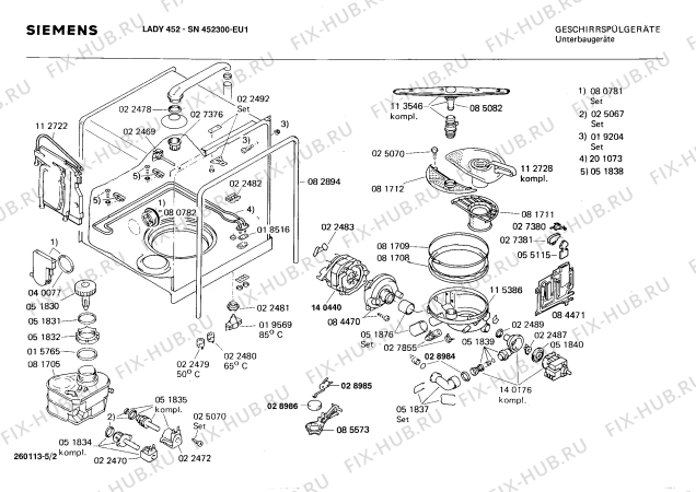 Взрыв-схема посудомоечной машины Siemens SN452300 - Схема узла 02