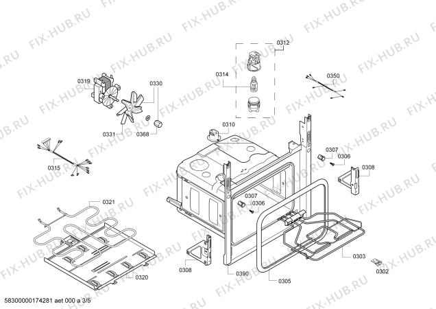 Взрыв-схема плиты (духовки) Bosch HBG43R450Q H.BO.NP.L2D.IN.GLASS.B4/.X.E0_C/// - Схема узла 03