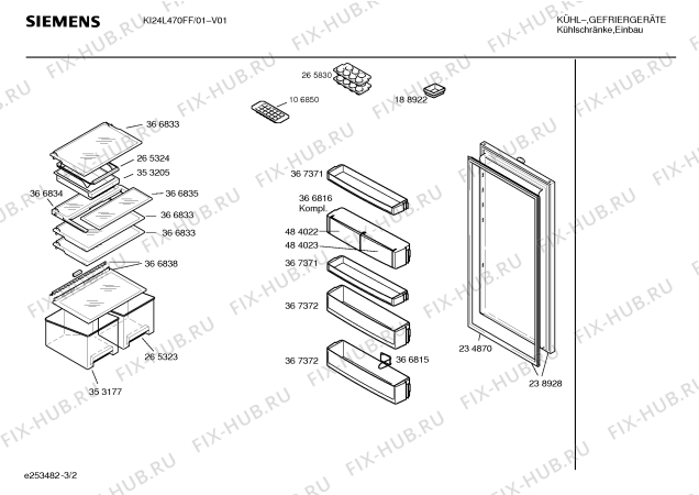 Схема №3 KI24L470FF с изображением Дверь для холодильной камеры Siemens 00238928