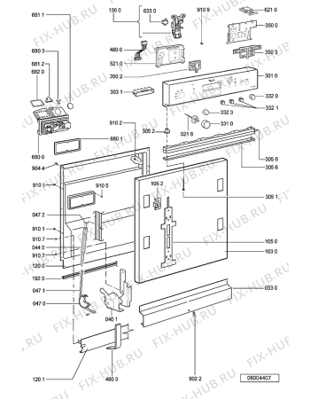 Схема №2 WP 65/1 IX с изображением Панель для посудомоечной машины Whirlpool 481245373122
