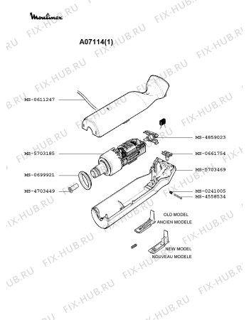 Взрыв-схема блендера (миксера) Moulinex A07114(1) - Схема узла UP000809.4P2