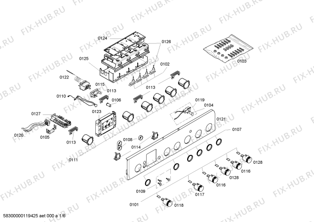 Схема №5 HEN22T053 с изображением Панель управления для духового шкафа Bosch 00661659