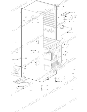 Взрыв-схема холодильника Zanussi ZFC56/38FF - Схема узла Cabinet + furniture (extra)