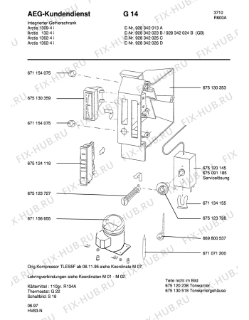 Взрыв-схема холодильника Aeg ARC1302-4 I - Схема узла Freezer cooling system