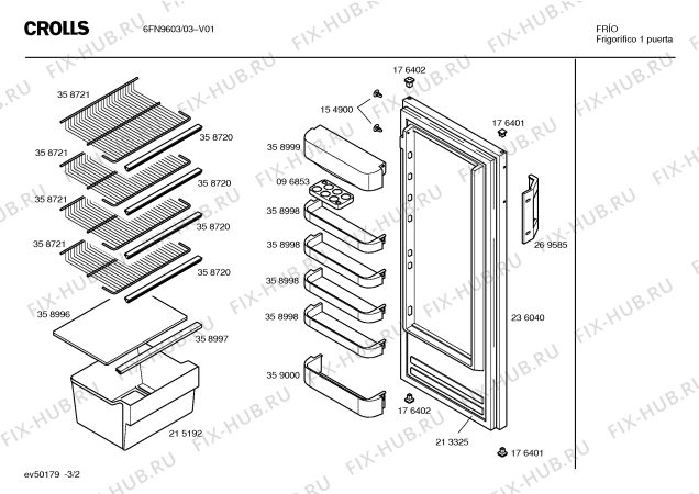 Схема №2 F6170 с изображением Кольцо для холодильной камеры Bosch 00162797