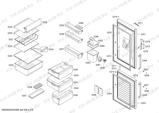Взрыв-схема холодильника Bosch KGD36VI31 Bosch - Схема узла 02