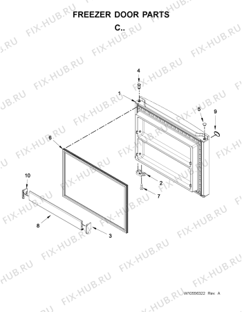 Схема №4 5VMTM21BW с изображением Корпусная деталь для холодильной камеры Whirlpool 482000014884