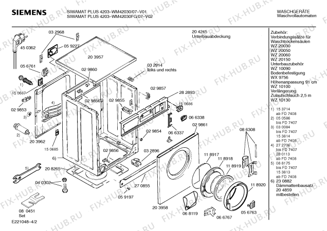 Схема №4 WM42030 SIWAMAT PLUS 4203 с изображением Панель для стиральной машины Siemens 00285550