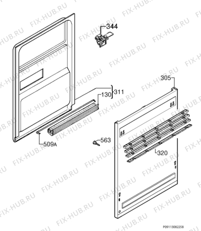 Взрыв-схема посудомоечной машины Juno Electrolux JSI34023X - Схема узла Door 003