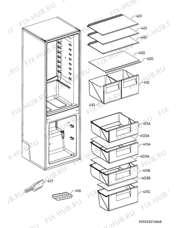 Взрыв-схема холодильника Aeg SCB6181VLS - Схема узла Internal parts
