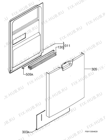 Взрыв-схема посудомоечной машины Aeg Electrolux F77402M0P - Схема узла Door 003