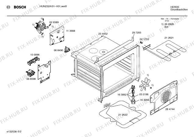 Схема №5 HUN232A с изображением Инструкция по эксплуатации для плиты (духовки) Bosch 00520437