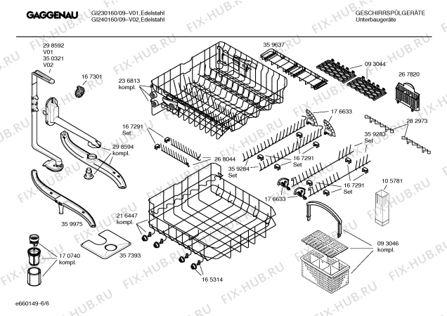 Взрыв-схема посудомоечной машины Gaggenau GI240160 - Схема узла 06