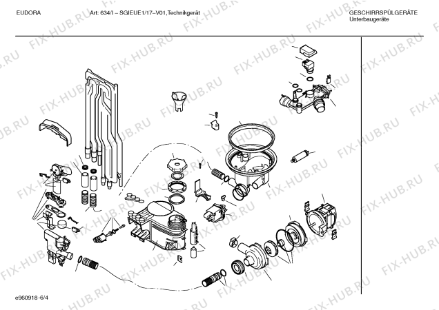 Взрыв-схема посудомоечной машины Eudora SGIEUE1 Art.:634/I - Схема узла 04