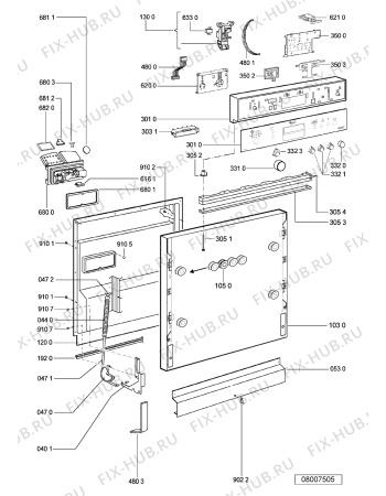 Взрыв-схема посудомоечной машины Whirlpool ADG 699/1 NB - Схема узла