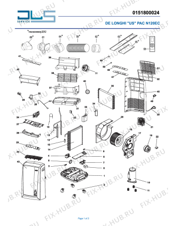 Схема №1 PACN120EC с изображением Обшивка для климатотехники DELONGHI 5415112611