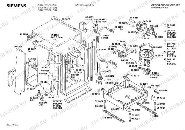 Схема №2 SR762200 с изображением Панель для посудомоечной машины Siemens 00119451
