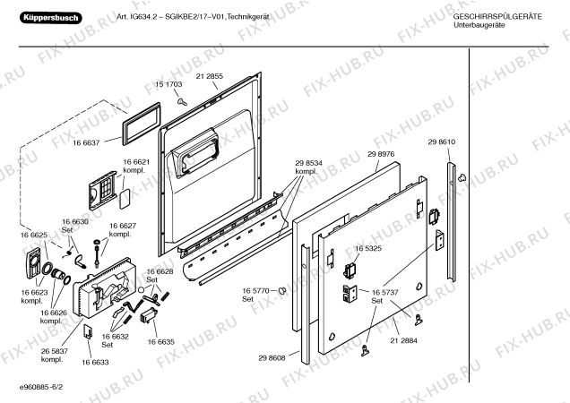 Взрыв-схема посудомоечной машины Kueppersbusch SGIKBE2 Art. IG634.2 - Схема узла 02