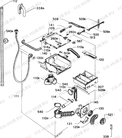 Взрыв-схема стиральной машины Faure 07608W - Схема узла Hydraulic System 272