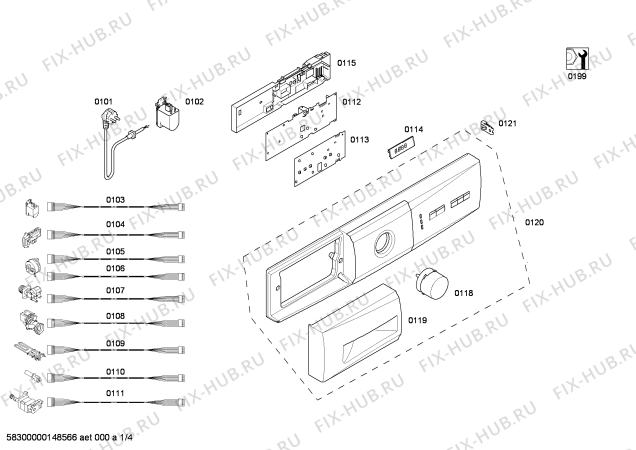 Схема №3 3TS72100A с изображением Панель управления для стиралки Bosch 00667181