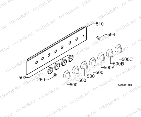 Взрыв-схема плиты (духовки) Electrolux EKK601303W - Схема узла Command panel 037