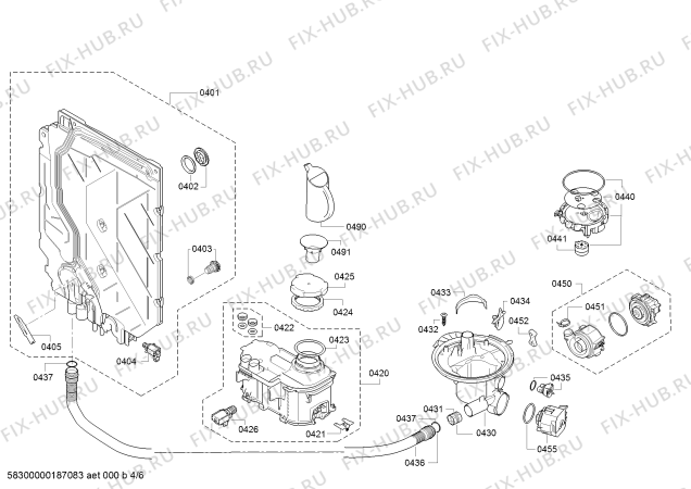 Взрыв-схема посудомоечной машины Bosch SMS50C12GB Serie 4 - Схема узла 04