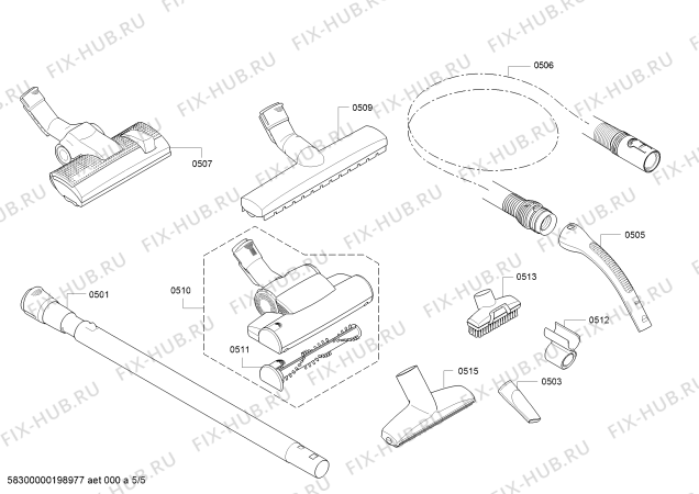 Взрыв-схема пылесоса Bosch BGS5ZOOOAU Bosch Zoo'o ProAnimal - Схема узла 05