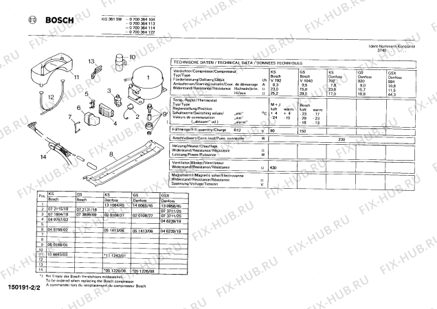 Взрыв-схема холодильника Bosch 0700364104 KG361SW - Схема узла 02