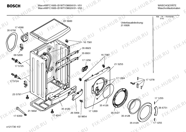 Взрыв-схема стиральной машины Bosch B1WTV3802A Maxx4 WFC1600 - Схема узла 02