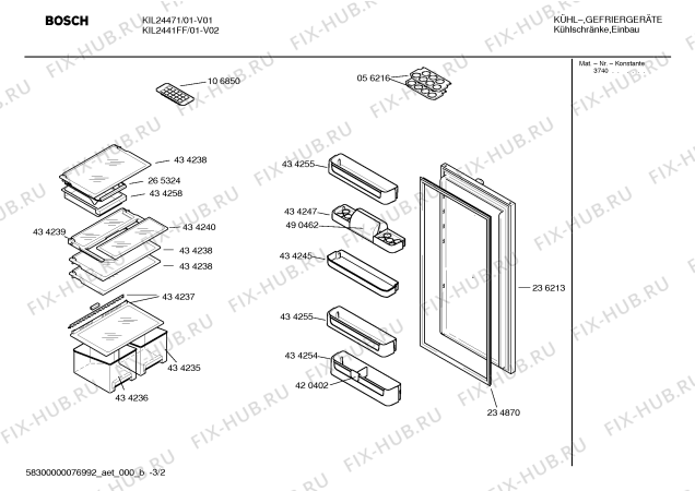 Взрыв-схема холодильника Bosch KIL24471 - Схема узла 02