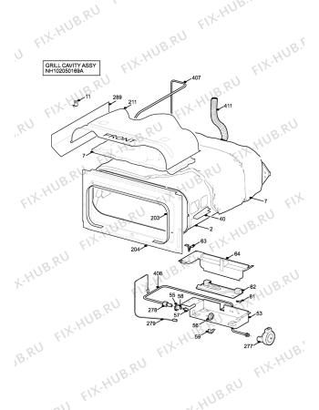 Взрыв-схема плиты (духовки) Zanussi Electrolux ZCGHL55XN - Схема узла H10 Grill cavity assy