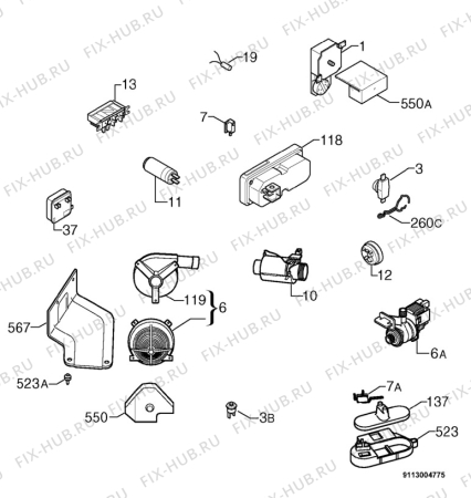 Взрыв-схема посудомоечной машины Arthurmartinelux ASF484 - Схема узла Electrical equipment 268