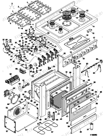 Схема №1 PRO94DMXUK (F017992) с изображением Подрешетка для плиты (духовки) Indesit C00059223