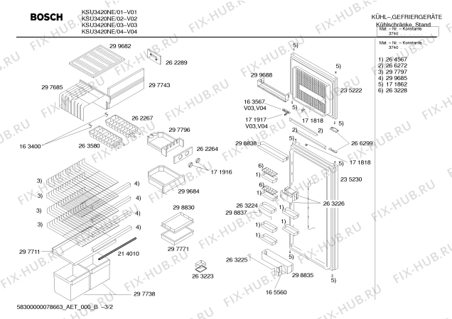 Схема №3 KSU3420NE с изображением Дверь для холодильной камеры Bosch 00235222