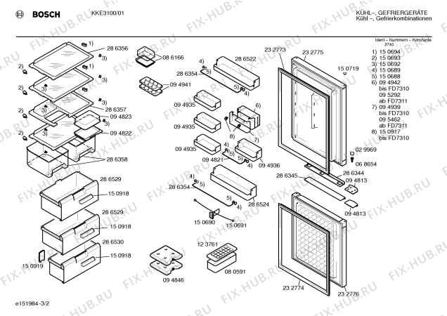 Взрыв-схема холодильника Bosch KKE3100 - Схема узла 02