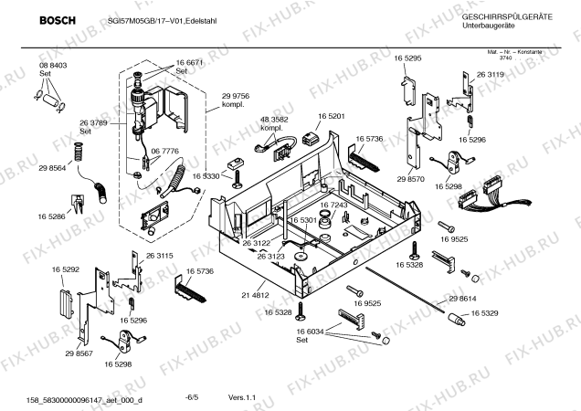 Взрыв-схема посудомоечной машины Bosch SGI57M05GB - Схема узла 05