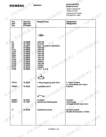 Схема №3 RM926G4 с изображением Инструкция по эксплуатации для аудиотехники Siemens 00530895