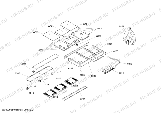 Взрыв-схема вытяжки Gaggenau AW540721 - Схема узла 02